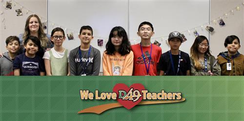 Mari Holt and students